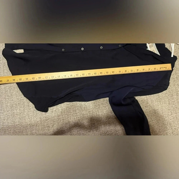 Anthropologie Saturday Sunday Navy Blue Button Up Blouse Tie Front Sz Small - Picture 14 of 14